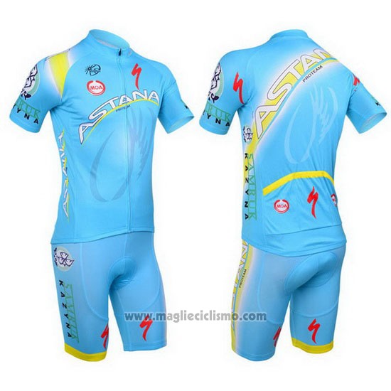 2013 Abbigliamento Ciclismo Astana Celeste Manica Corta e Salopette